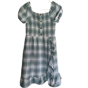 Wondernation Smocked Poof Sleeve Dress Girls Size L (10/12)